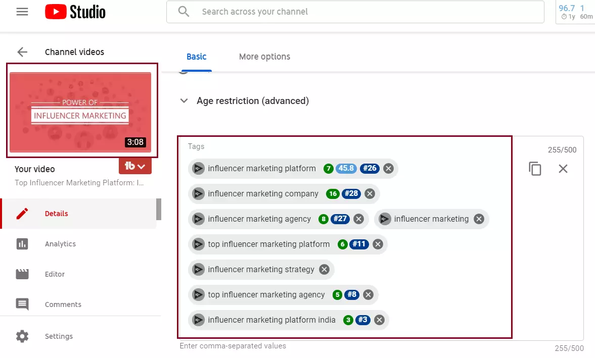 Youtube Title Tag optimization